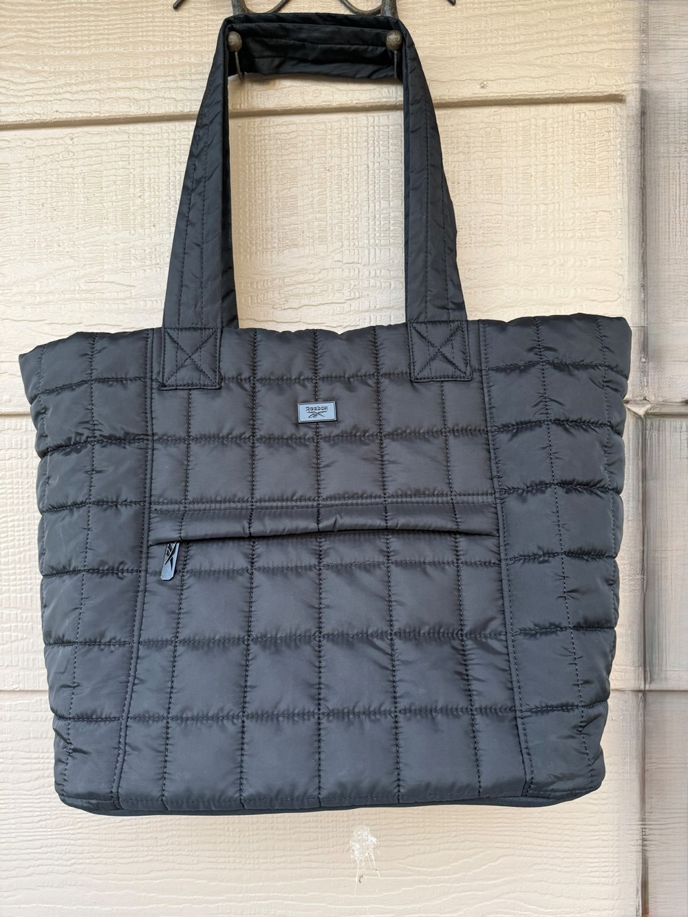 REEBOK Puffer Tote Bag Large Travel Shopping Gym Lightweight Black Carry-On 15”